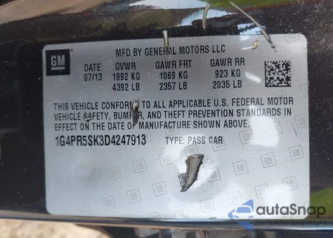 2013 Buick Verano Convenience Group from USA, damaged, VIN 1G4PR5SK3D4247913